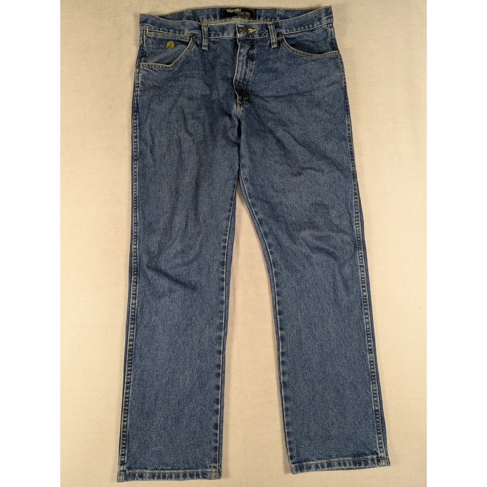 Wrangler George Strait Collection Mens Blue Jeans Size 34 1013MGSHD Straight Leg - Picture 2 of 8